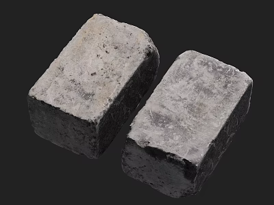 Two Natural Stone Blocks Featuring Wooden Details And Solid Surface Structures 3d model