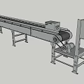 Industrial Conveyor Belt System With Metal Frame Control Panel And Warning Light 3d model