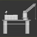 Industrial Offshore Platform Model With Crane Radar And Elevated Support Pillars