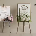 Elegant Wedding Welcome Sign With Easel Stand And Floral Arrangements