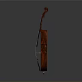 Classic Wooden Cello With Bow On Gray Background For Household Musical Use