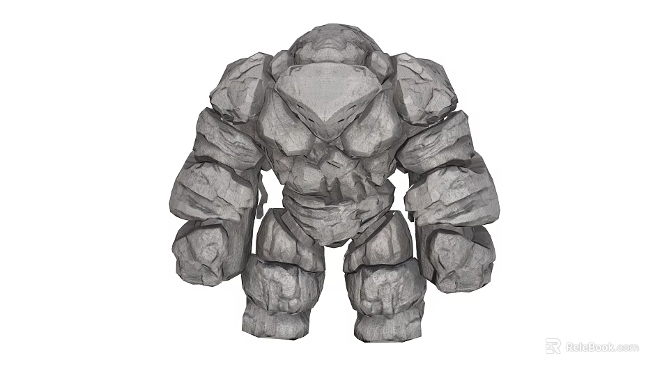 Fantasy Rock Giant Character With Large Stone Body And Rocky Structure 3d model 