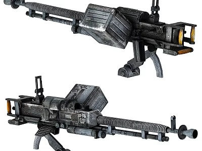 Vintage Mechanical Machine Gun With Detailed Metallic Retro Design And Metal Structure 3d model