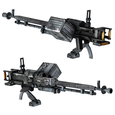 Vintage Mechanical Machine Gun With Detailed Metallic Retro Design And Metal Structure 3d model