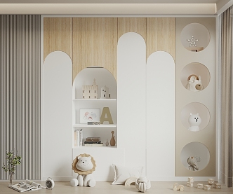 Cream Style Children's Decorative Cabinet Storage Cabinet Children's Products Ornaments 3d model