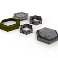 Stone Textured Scene Components With Various Shapes And Mossy Green Accents