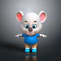 Cute 3D Cartoon Koala Game Movie Character White Body Pink Ears Blue T shirt Brown Shorts