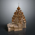 Traditional Wooden Church Architecture With Onion Domes And Spire Design