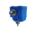 Blue Mechanical Gearbox Component With Square Housing Metal Shaft And Conical Base