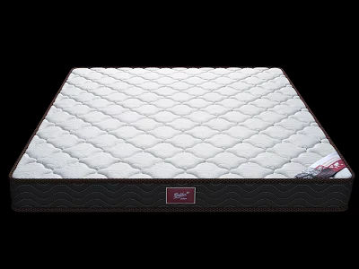 Comfortable Mattress With Quilted Diamond Pattern Surface And Dark Base Featuring Red Brand Label 3d model