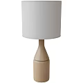 Modern Table Lamp With Wooden Stand White Shade And Sleek Design