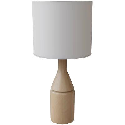 Modern Table Lamp With Wooden Stand White Shade And Sleek Design 3d model