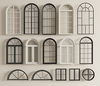 modern floor-to-ceiling window curved window 3d model