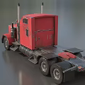 Red Semi Truck Featuring Dual Exhaust Pipes Shiny Cab And Black Tires