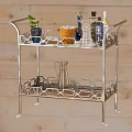 Stylish Bar Cart Setup With Ice Bucket Bottles Plant And Glassware