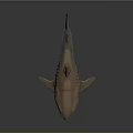 3D Rendered Shark Brown and Gray on Dark Background with Distinct Fins and Body Structure