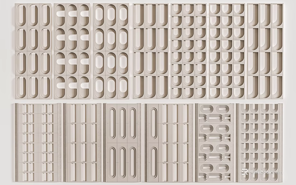 Modern Partition Panel Designs With Various Geometric Cutout Patterns And Styles 3d model