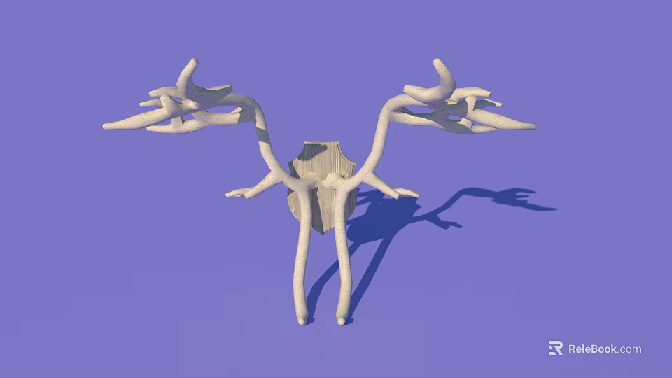 Light Colored Antler Shaped 3D Modern Unique Wall Decor Piece 3d model 