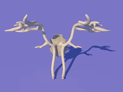 Light Colored Antler Shaped 3D Modern Unique Wall Decor Piece 3d model