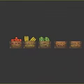 Wooden Display Shelves with Various Fresh Fruits Arranged in Retail Store Setting