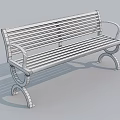 Outdoor Wooden Slat Bench With Black Metal Armrests And Curved Legs