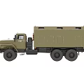Olive Green Ural Military Truck With Six Wheels And Cargo Compartment