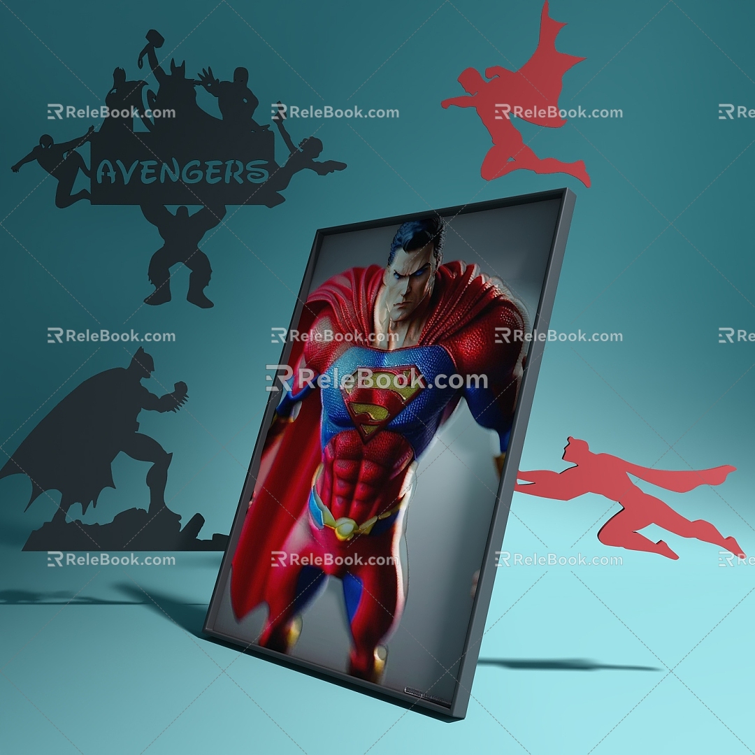 Cartoon Handset Superman Wall Decoration 3d model