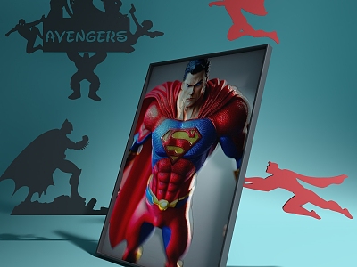 Cartoon Handset Superman Wall Decoration 3d model