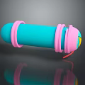 Cute Blue Pink Caterpillar Toy With Pink Rings And Yellow Eyes