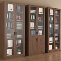 Modern Wooden File Cabinets With Glass Doors Holding Organized Office Files And Books
