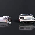 White Van With Solar Panels And Detachable Kitchen Module Extension