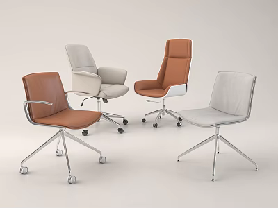 Modern Office Chairs With Various Colors Armrests Swivel Wheels And Metal Legs For Workspace 3d model