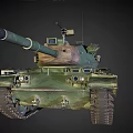 Military Green Camouflage Tank With Long Barrel Tracks And Turret Design