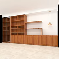 Modern Wooden Bookcase Interior Design With Glass Doors And Multiple Shelves