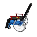Black Seat Wheelchair With Red Armrests Blue Frame Black Footrest And White Wheels