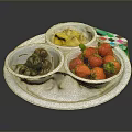 Fresh Mixed Fruits Platter With Cherries Pineapple Chunks And Strawberries On White Tray