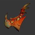 Fantasy Game Movie Dragon Head Character With Red Yellow Flame Spiked Horns Design