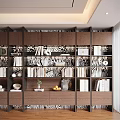 Modern Wooden Decorative Cabinet With Books Decorative Items Vases And Drawers