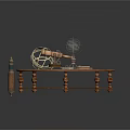 Vintage Round Wooden Table With Carved Legs Globe Telescope And Navigational Tools