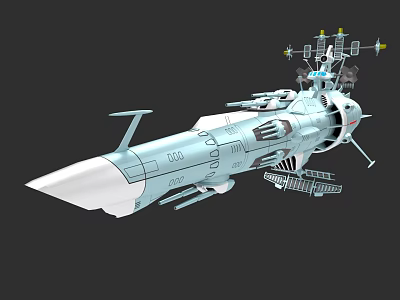Futuristic Military Warship With Streamlined Hull Advanced Antennas And Weapon Systems 3d model