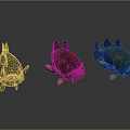 Three Vibrant Aquatic Fish With Colorful Scales Swimming In Underwater Light Scene
