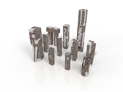 Modern Architectural Scene Components With Textured Surfaces And Diverse Geometric Shapes 3d model