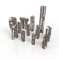 Modern Architectural Scene Components With Textured Surfaces And Diverse Geometric Shapes