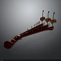Traditional Musical Instrument 3D Model With Wooden Body Strings And Tuning Pegs