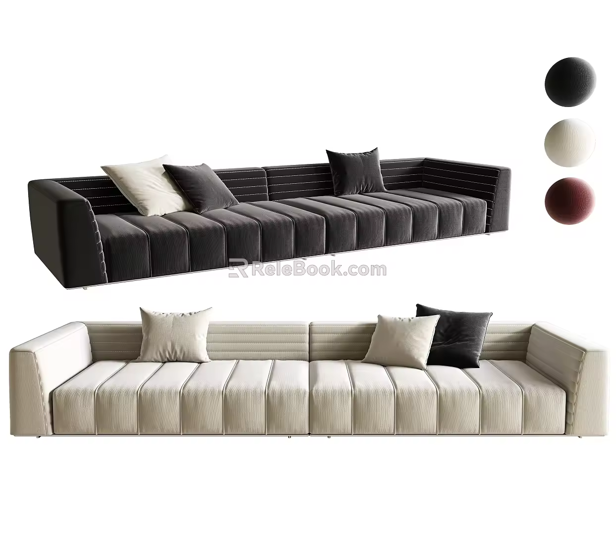 Fabric Sofa Combination Sofa Multi-Person Sofa Three-Person Sofa Module Sofa 3d model