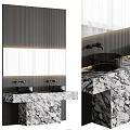 Modern Bathroom Interior With Marble Counter Double Sinks And Backlit Mirror 3d model