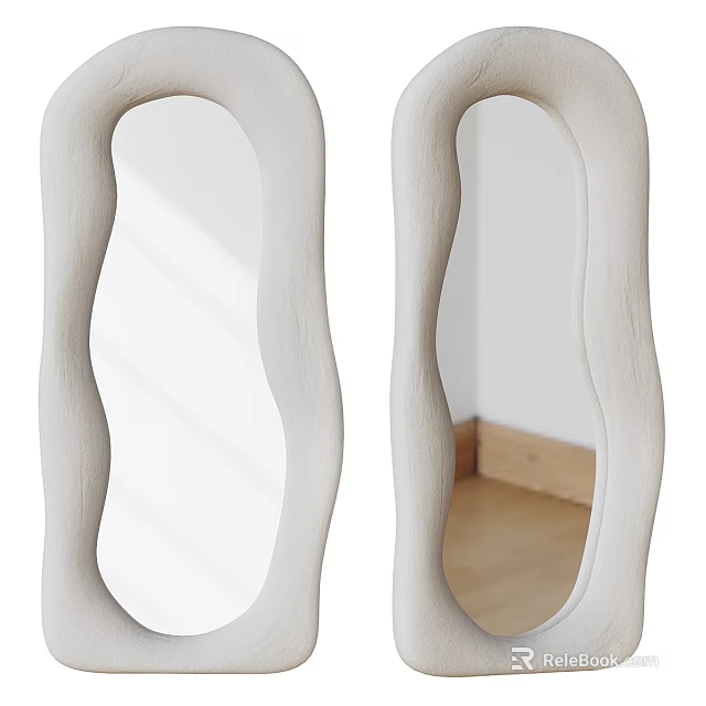 Modern White Mirrors with Irregular Curved Frame Design for Interior Decoration 3d model