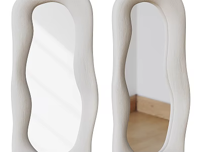 Modern White Mirrors with Irregular Curved Frame Design for Interior Decoration 3d model
