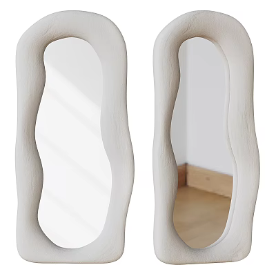 Modern White Mirrors with Irregular Curved Frame Design for Interior Decoration 3d model