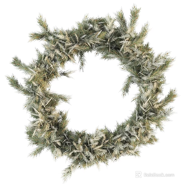 Natural Green Pine Wreath Decorative Ornament Set Ideal For Home Festive Decor 3d model 